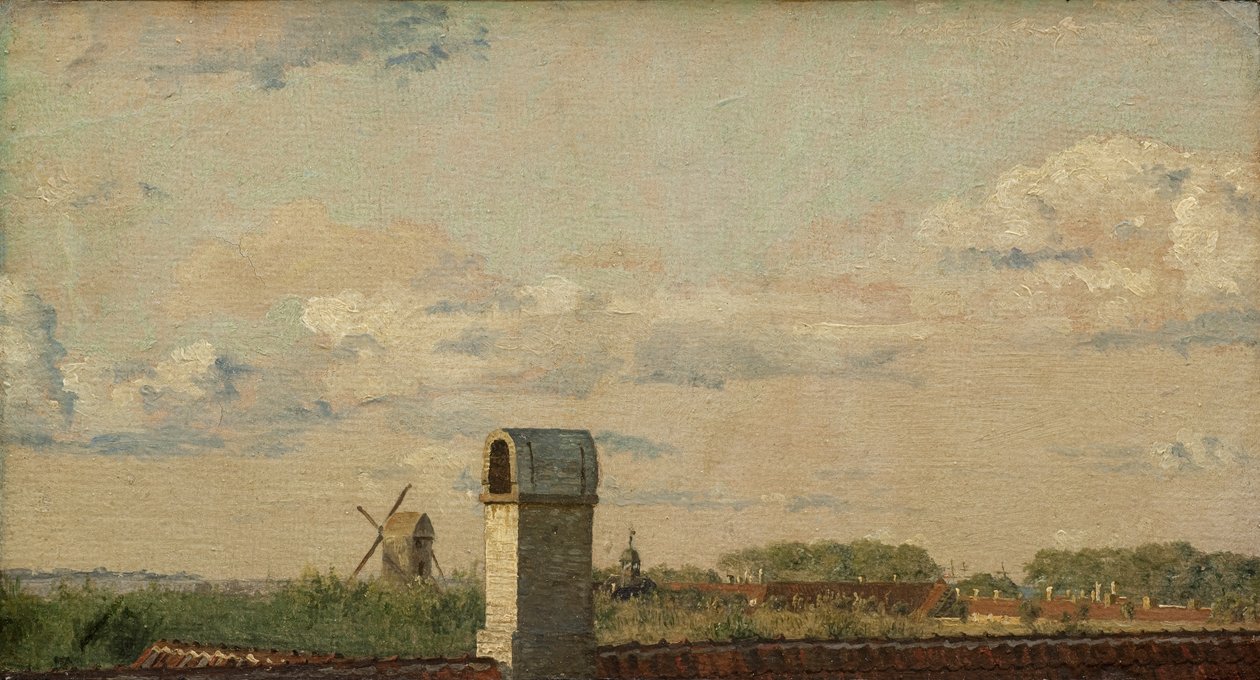 Blick aus einem Fenster in Toldbodvej in Richtung Zitadelle in Kopenhagen, ca. 1833 von Christen Schjellerup Kobke