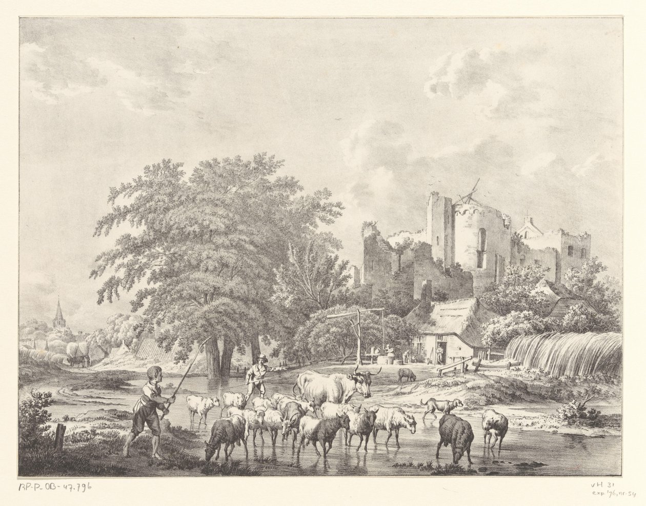 Herde von Vieh bei der Ruine von Schloss Brederode von Christiaan Josi