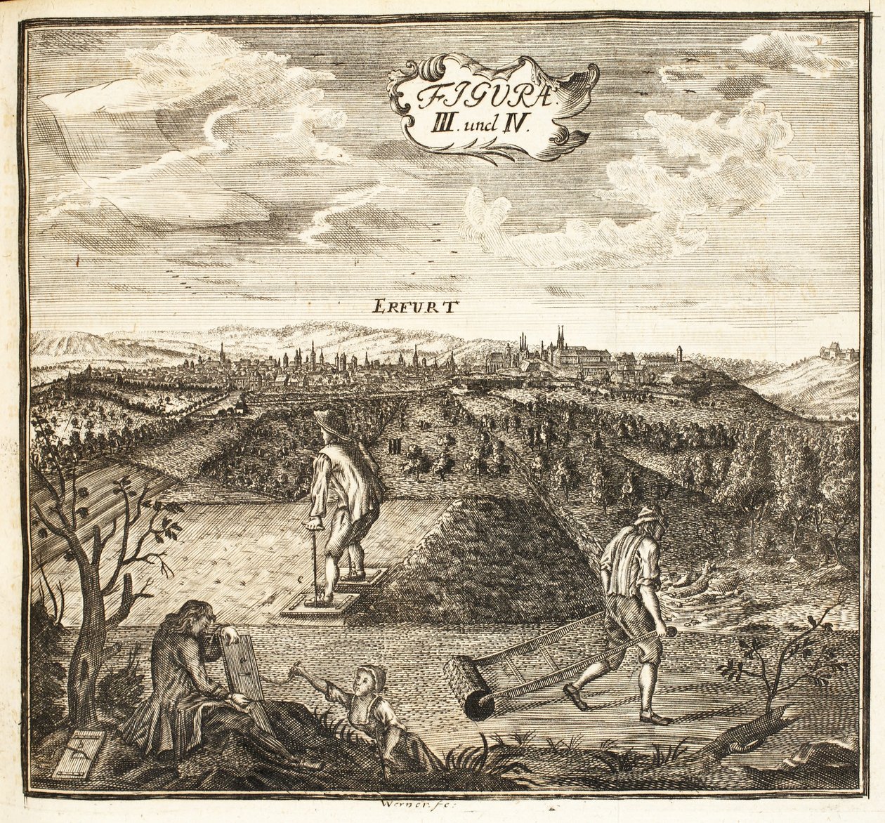 Gärtner bereiten den Boden für die Aussaat vor, veröffentlicht in Erfurt in Thüringen, 1753-55 von Christian Reicharts