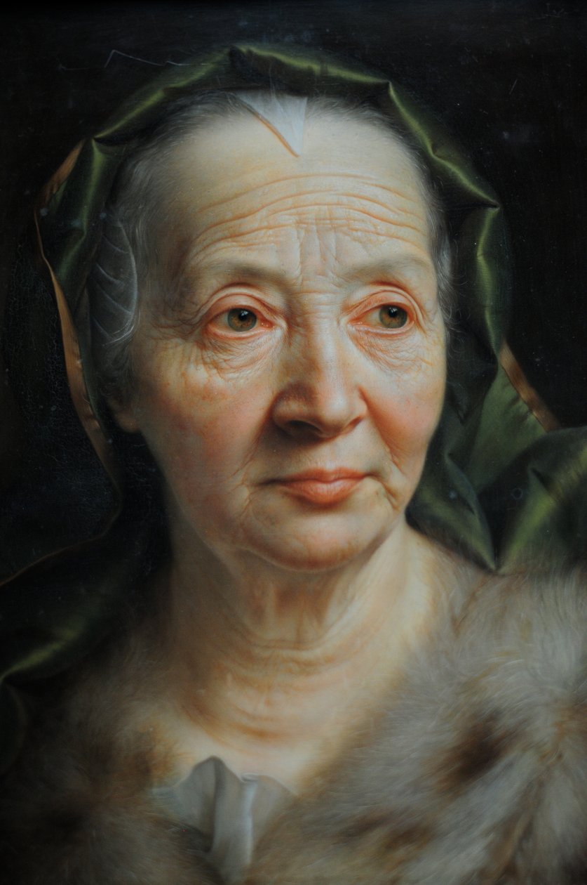 Porträt einer alten Frau mit grünem Schal von Christian Seybold
