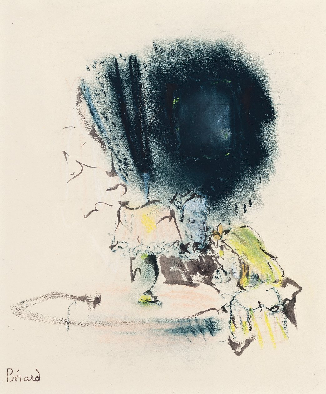 Unter der Lampe, Illustration für Gigi, ca. 1949 von Christian Bérard