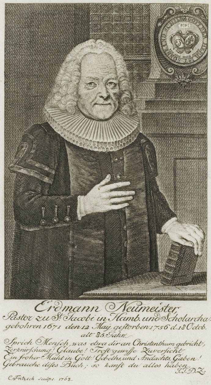 PPN663946751 Erdmann Neumeister, Pastor zu St. Jacobi in Hamb. und Scholarcha. (1763) von Christian Fritzsch