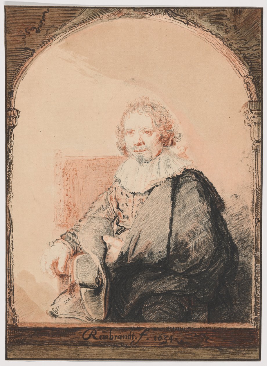 Porträt eines Mannes in einem Sessel, aus der Sammlung von Imitationen von Zeichnungen nach den Hauptmeistern der Holländer und Flamen von Christian Josi