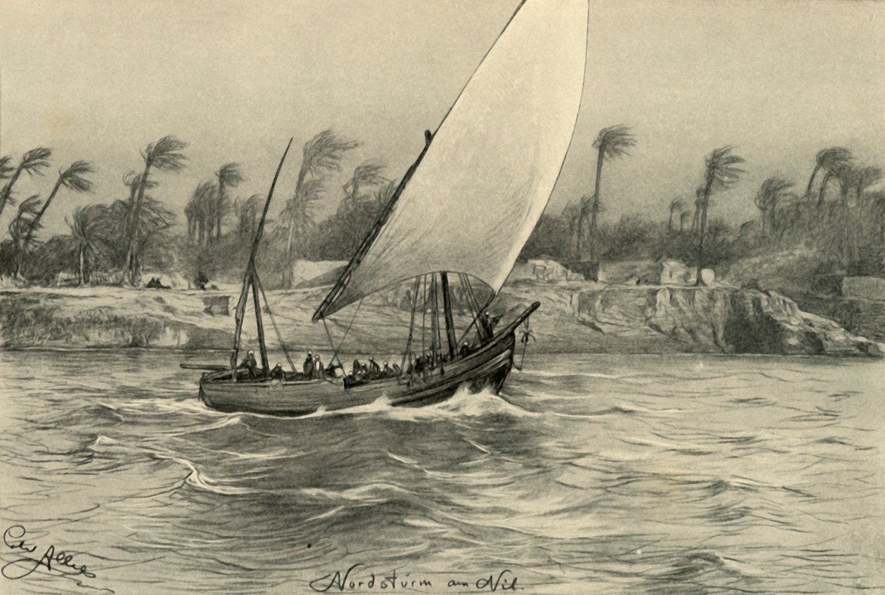 Sturm aus dem Norden auf dem Nil, Ägypten von Christian Wilhelm Allers