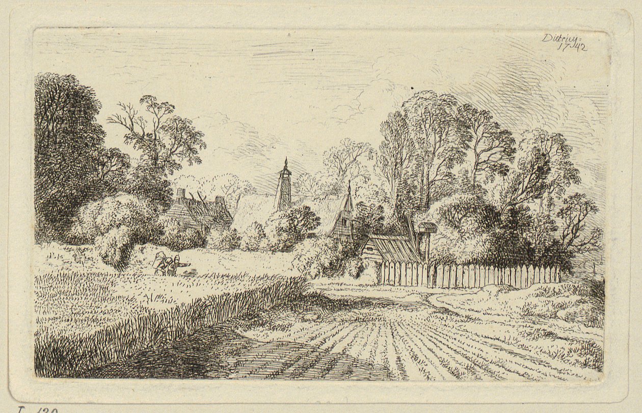 Ein Weg neben einem Kornfeld von Christian Wilhelm Ernst Dietrich