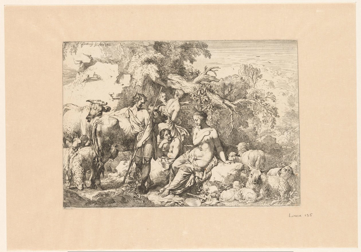 Hirte mit Herde und vier Musen von Christian Wilhelm Ernst Dietrich
