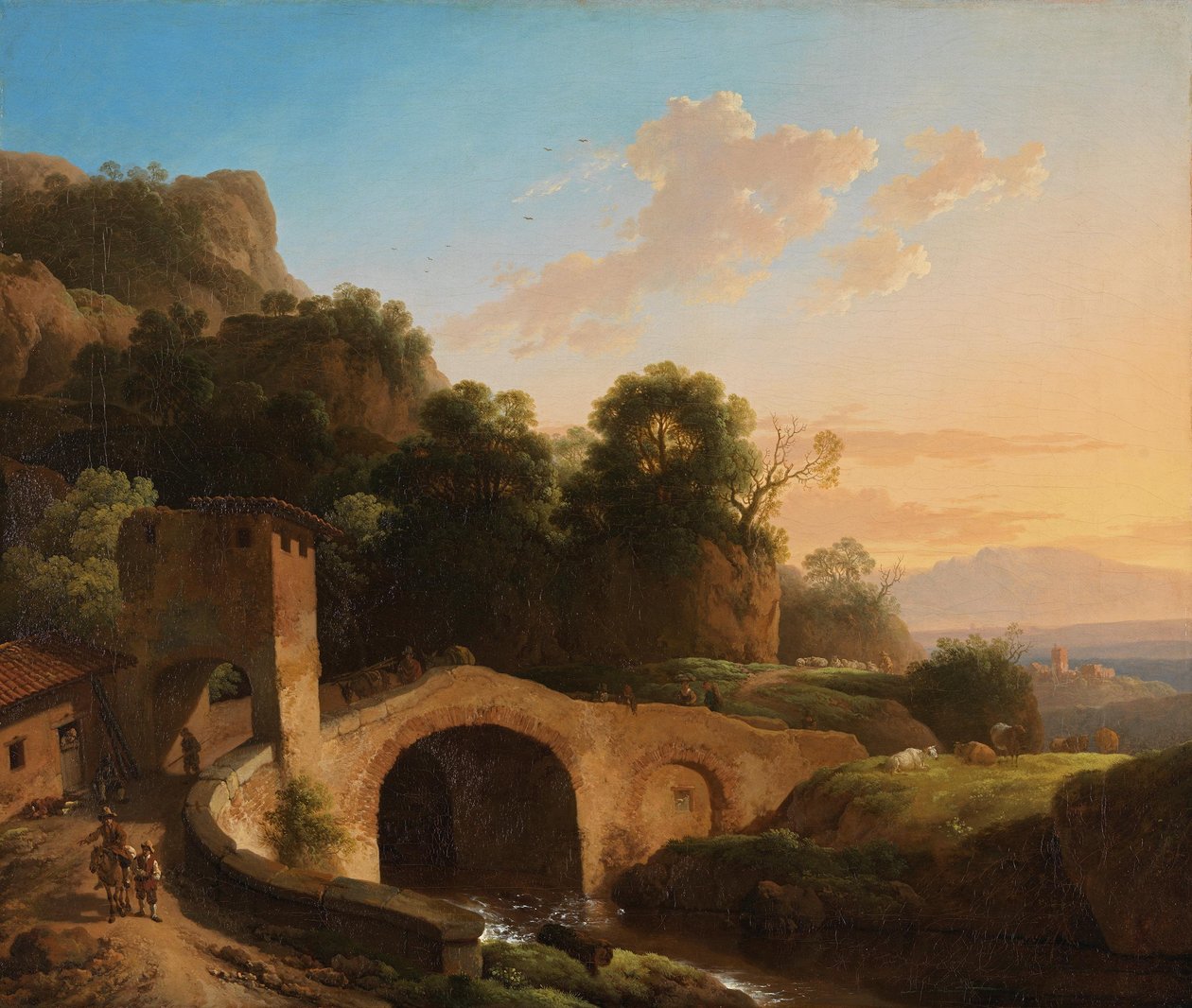 Italienische Landschaft mit Bogenbrücke von Christian Wilhelm Ernst Dietrich