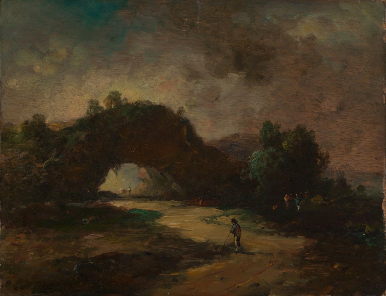 Landschaft mit einem von Buschwerk überwachsenen Felsenbogen von Christian Wilhelm Ernst Dietrich