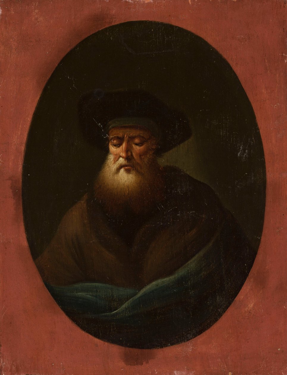 Alter Mann mit blauem Stoff von Christian Wilhelm Ernst Dietrich