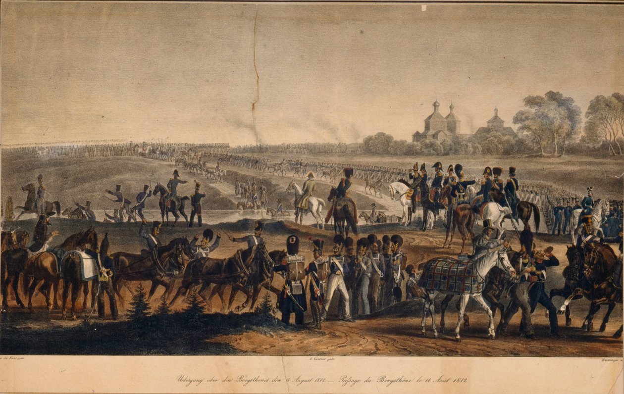 Die Überquerung des Dnepr am 14. August 1812, 1820er Jahre von Christian Wilhelm Faber du Faur von
