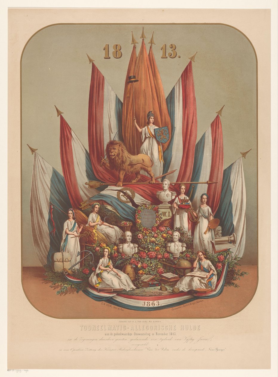 Allegorische Darstellung zur Erinnerung an die denkwürdige Umwälzung im November 1813 von Christianus Hendricus Hein