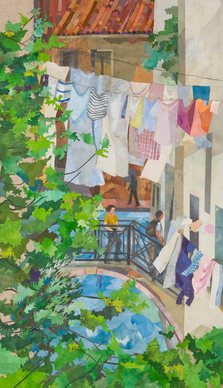 Venedig-Brücke mit Wäsche, 2025 von Christine McKechnie