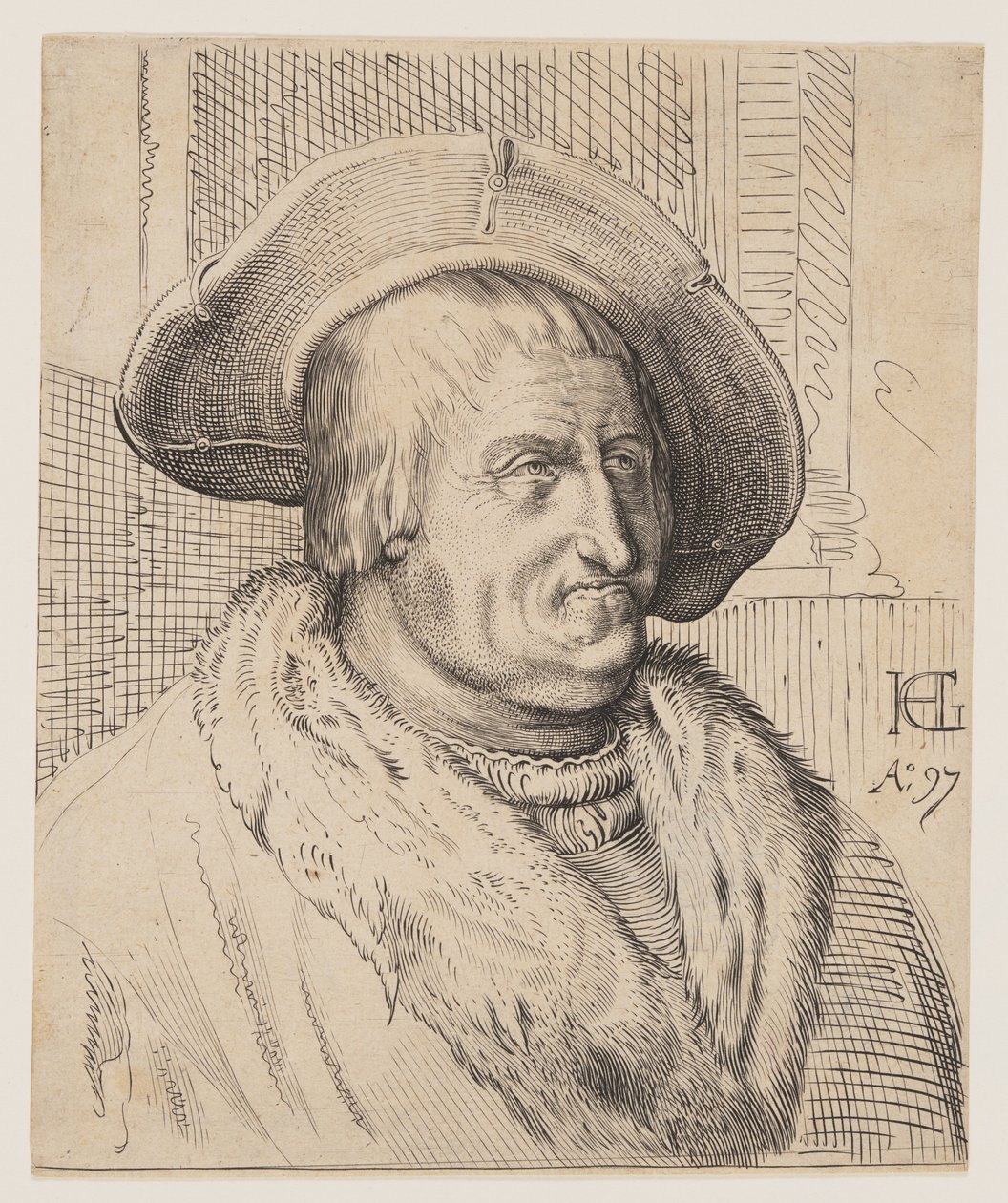 Fantasieporträt eines alten Mannes mit Hut von Christoffel van Sichem I