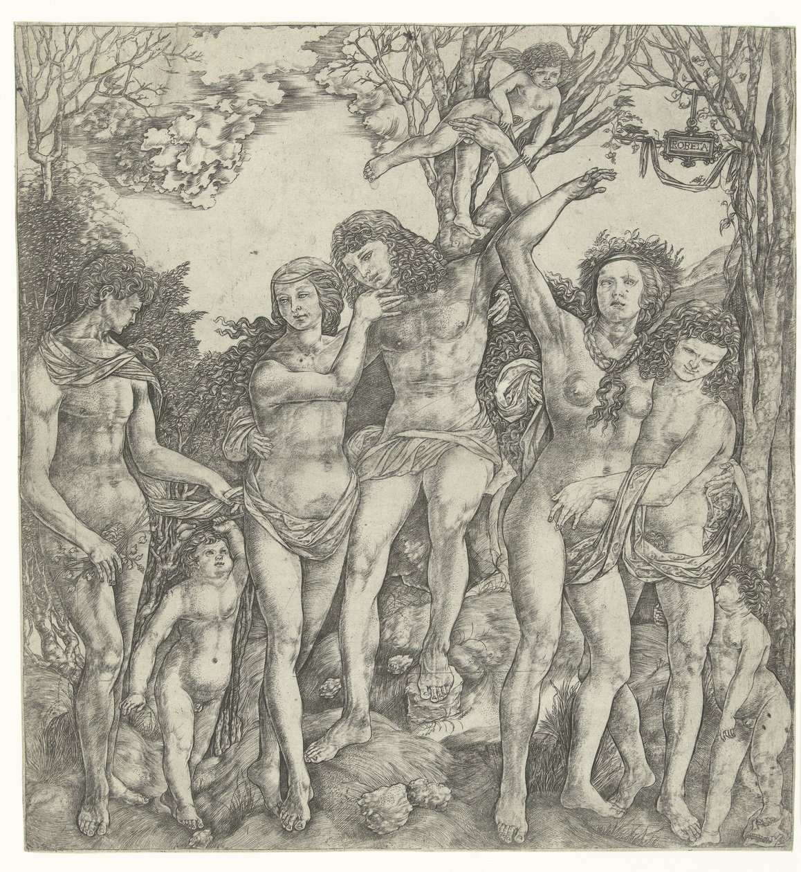 Allegorie auf die Liebe mit Liebespaaren und Amor in Landschaft von Christoforo di Michele Robetta