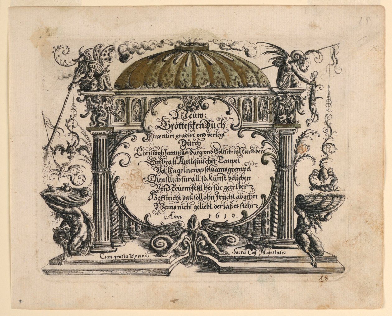 Titelseite, aus Neüw Grotteßken Buch (Neues Groteskenbuch) von Christoph Jamnitzer