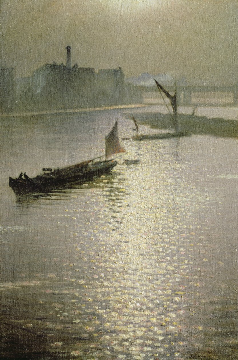 Von der Waterloo-Brücke: Sonne bricht durch den Nebel, ca. 1924 von Christopher Richard Wynne Nevinson