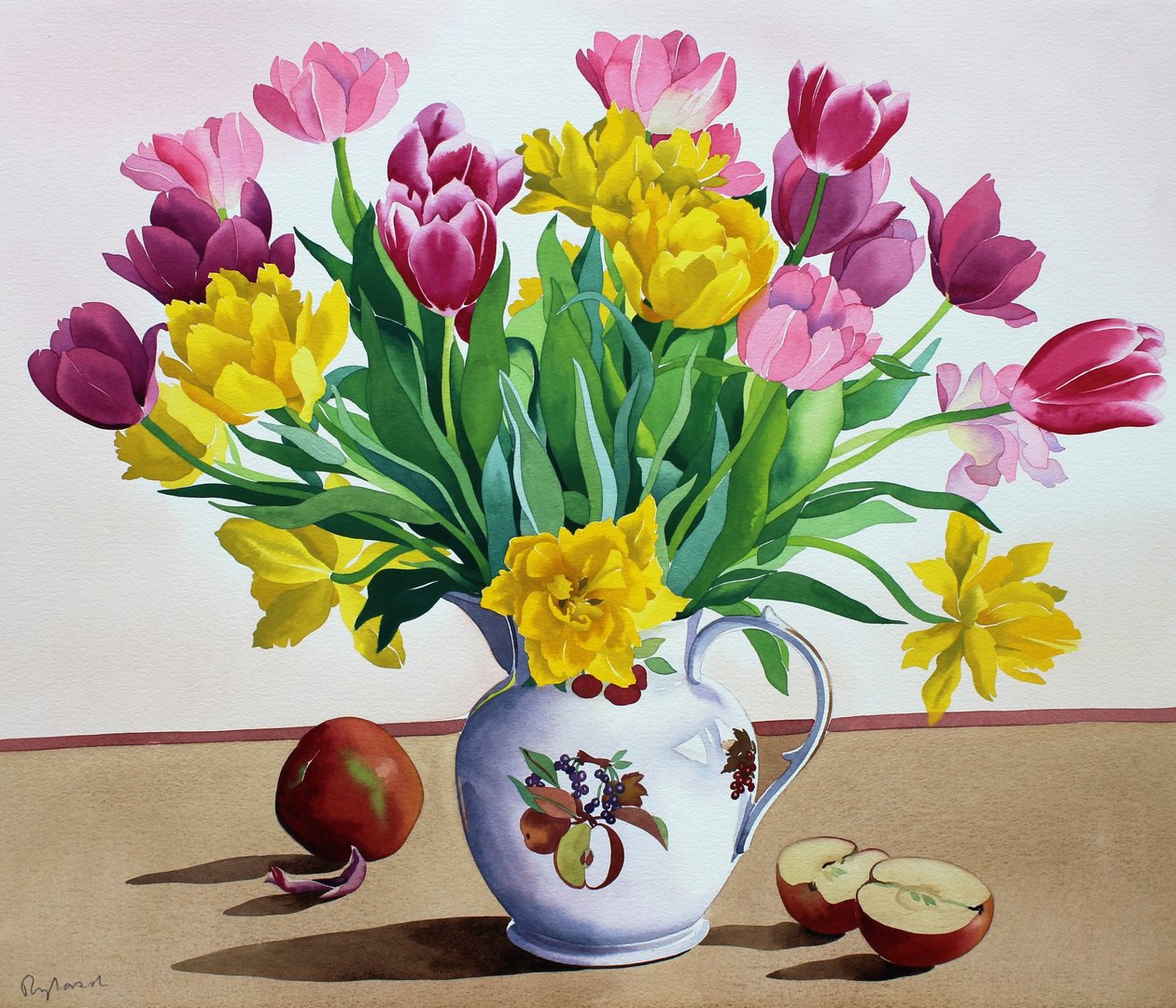 Tulpen im Krug mit Äpfeln von Christopher Ryland