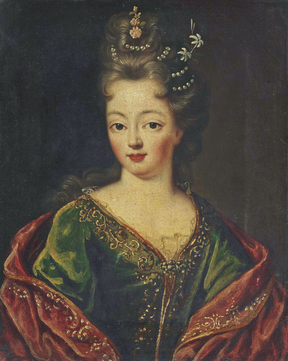Porträt einer Dame, traditionell identifiziert als Louise Bénédicte von Bourbon von Circle of Pierre Mignard I