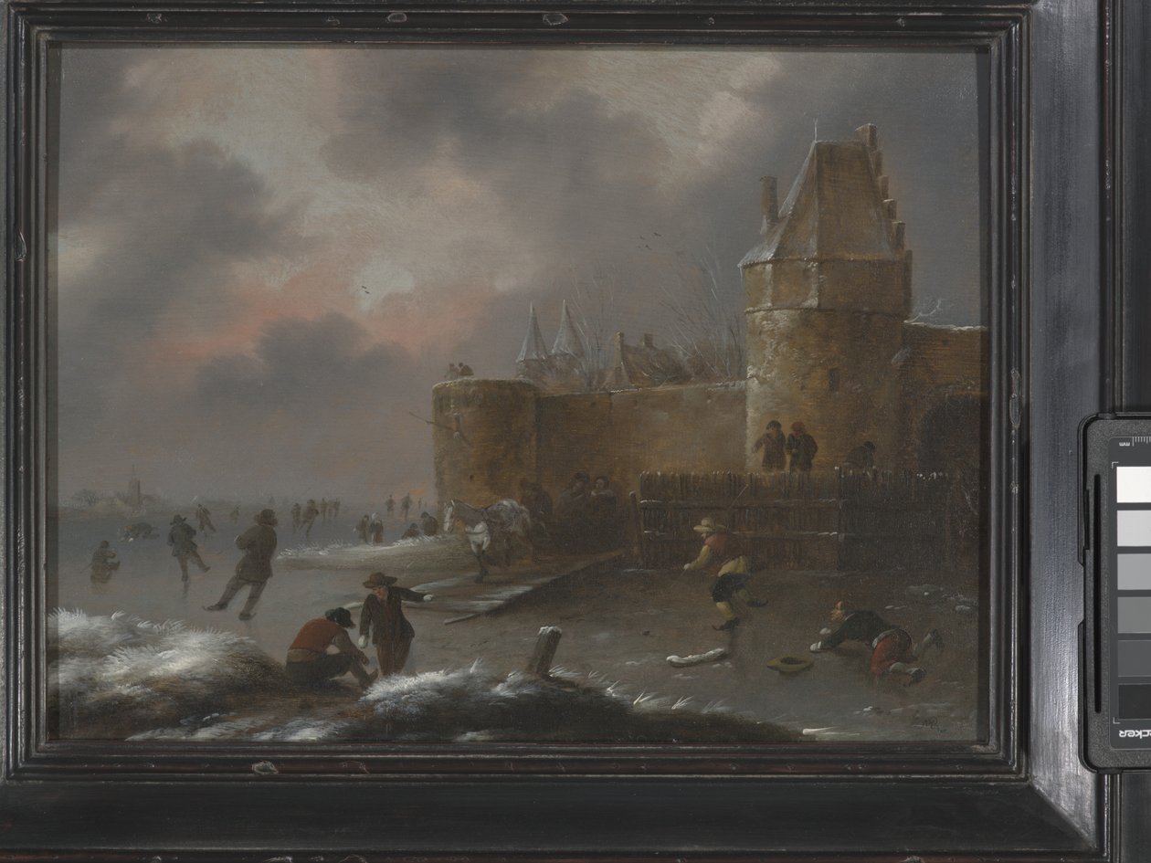 Winterlandschaft mit Schlittschuhläufern, um 1660 von Claes (1630 76) Molenaer