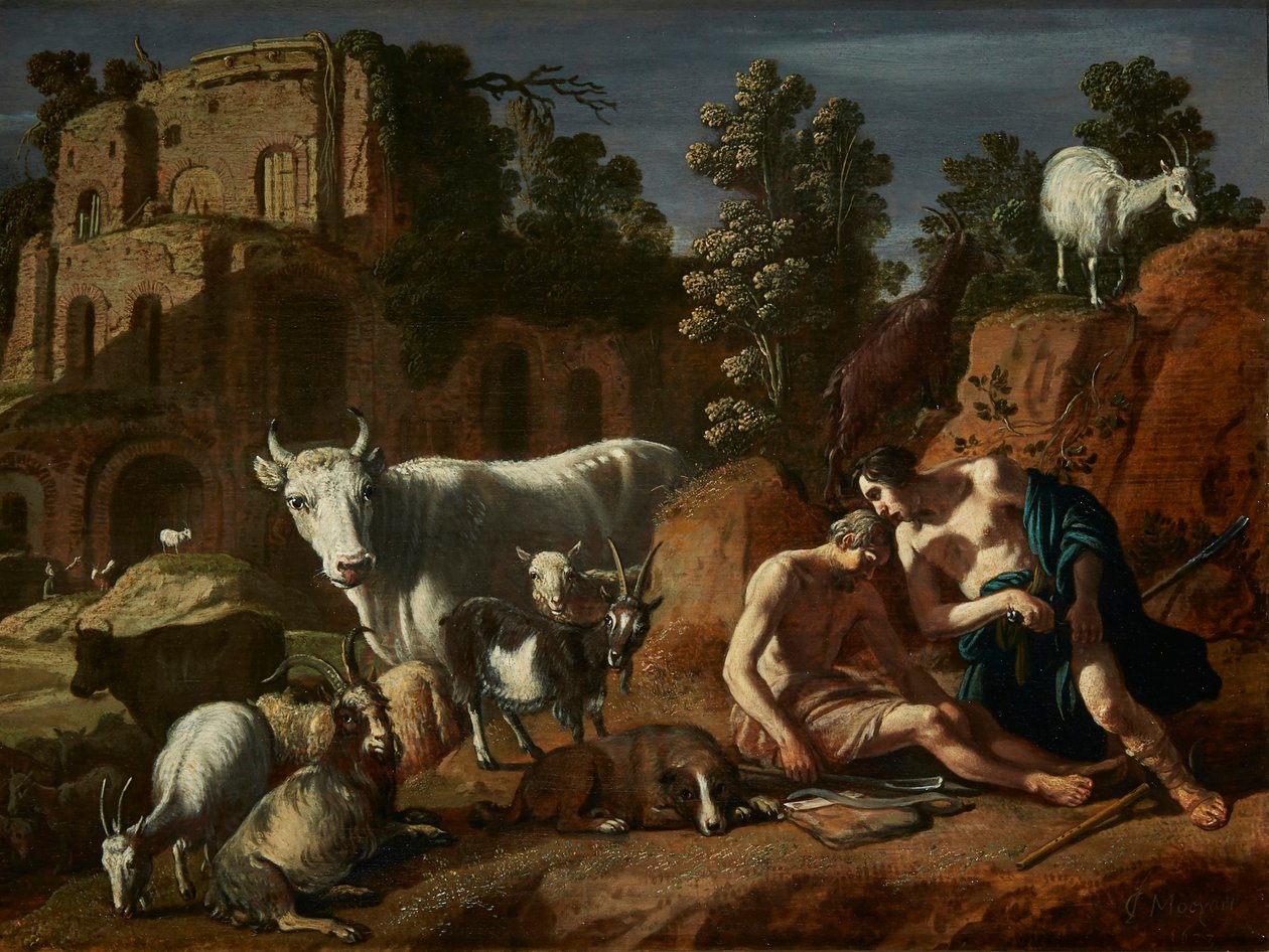 Mercurius macht sich bereit, den schlafenden Argus zu enthaupten von Claes Corneliszoon Moeyaert