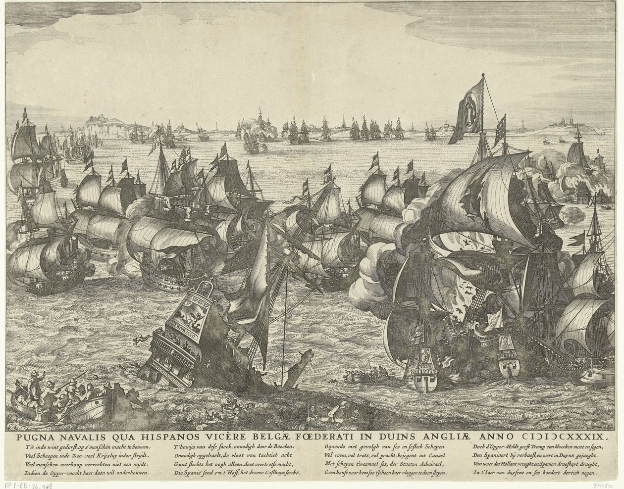 Seeschlacht bei Duins, 1639 von Claes Jansz. Visscher (II) (workshop of)