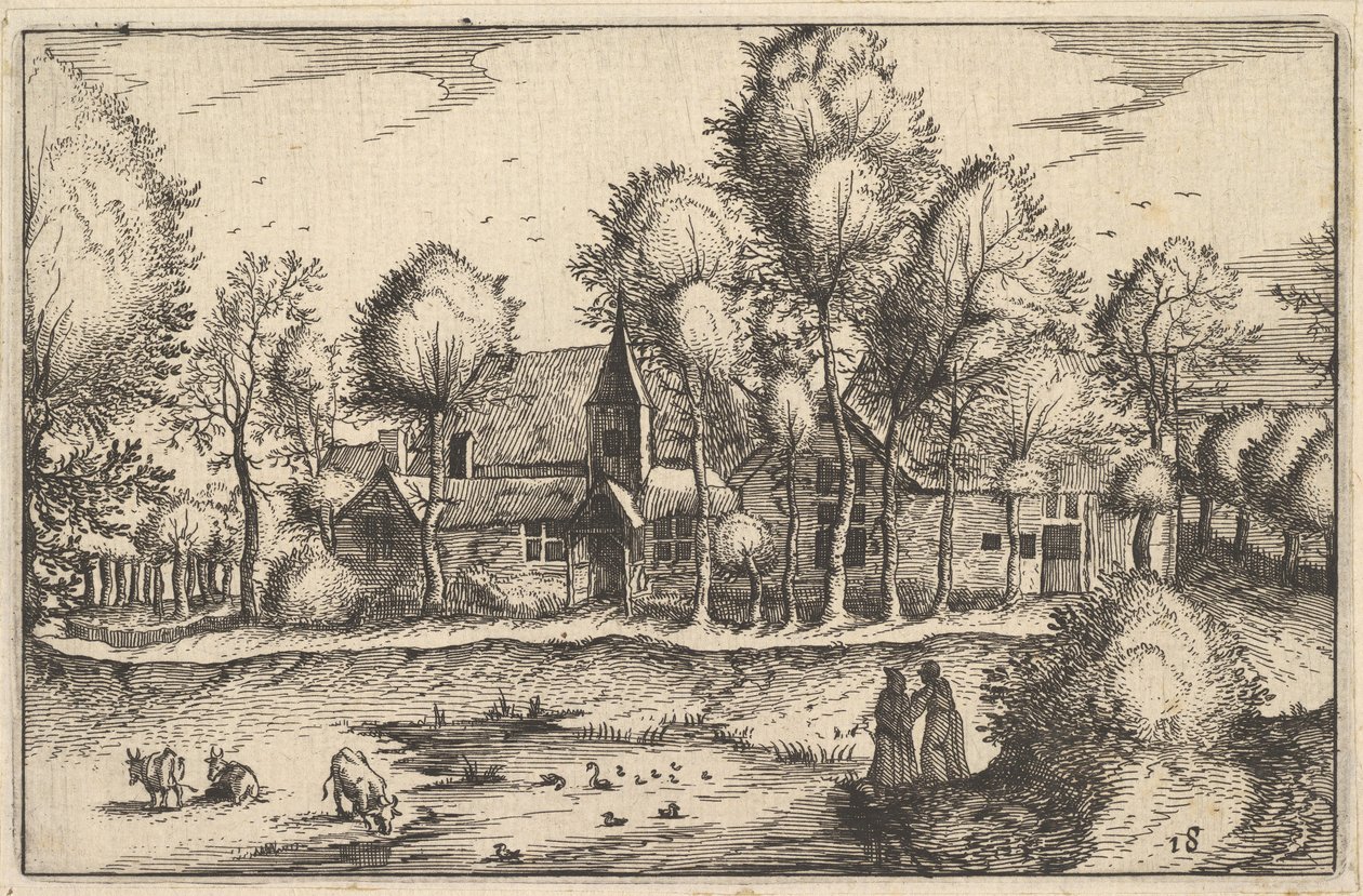 Ein Teich, Tafel 18 aus Regiunculae et Villae Aliquot Ducatus Brabantiae von Claes Jansz Visscher