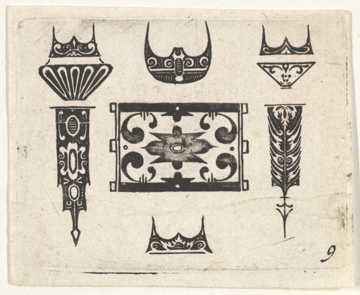 Schwarzarbeit-Druck mit neun Motiven (ca. 1620) von Claes Jansz Visscher
