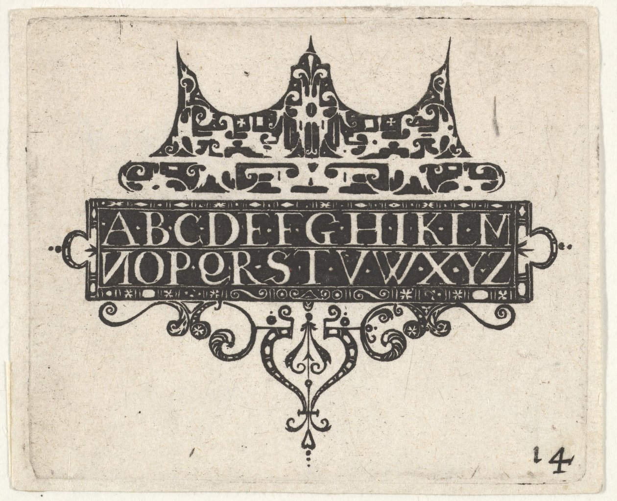 Schwarzarbeit-Druck mit dem Alphabet, ca. 1620 von Claes Jansz Visscher