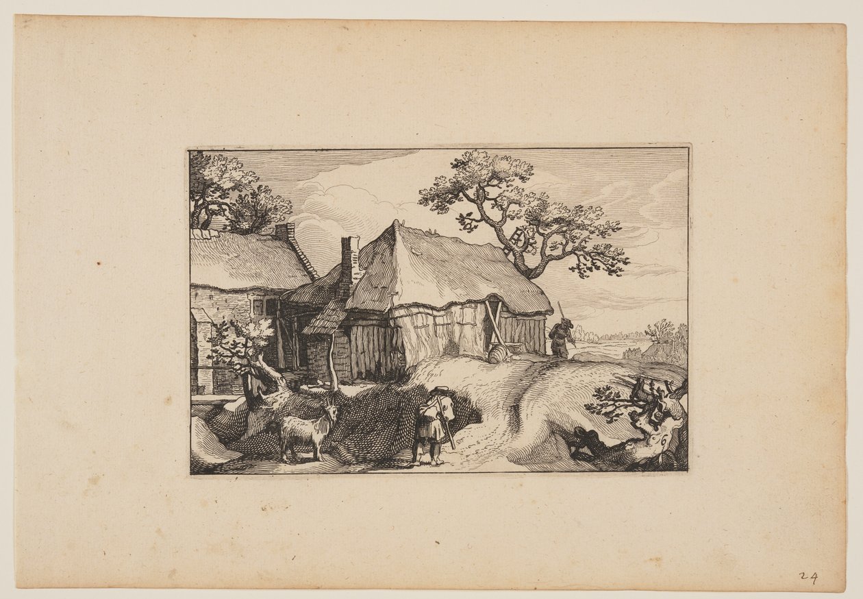 Weg entlang einer Scheune, aus Landschaften von Claes Jansz. Visscher