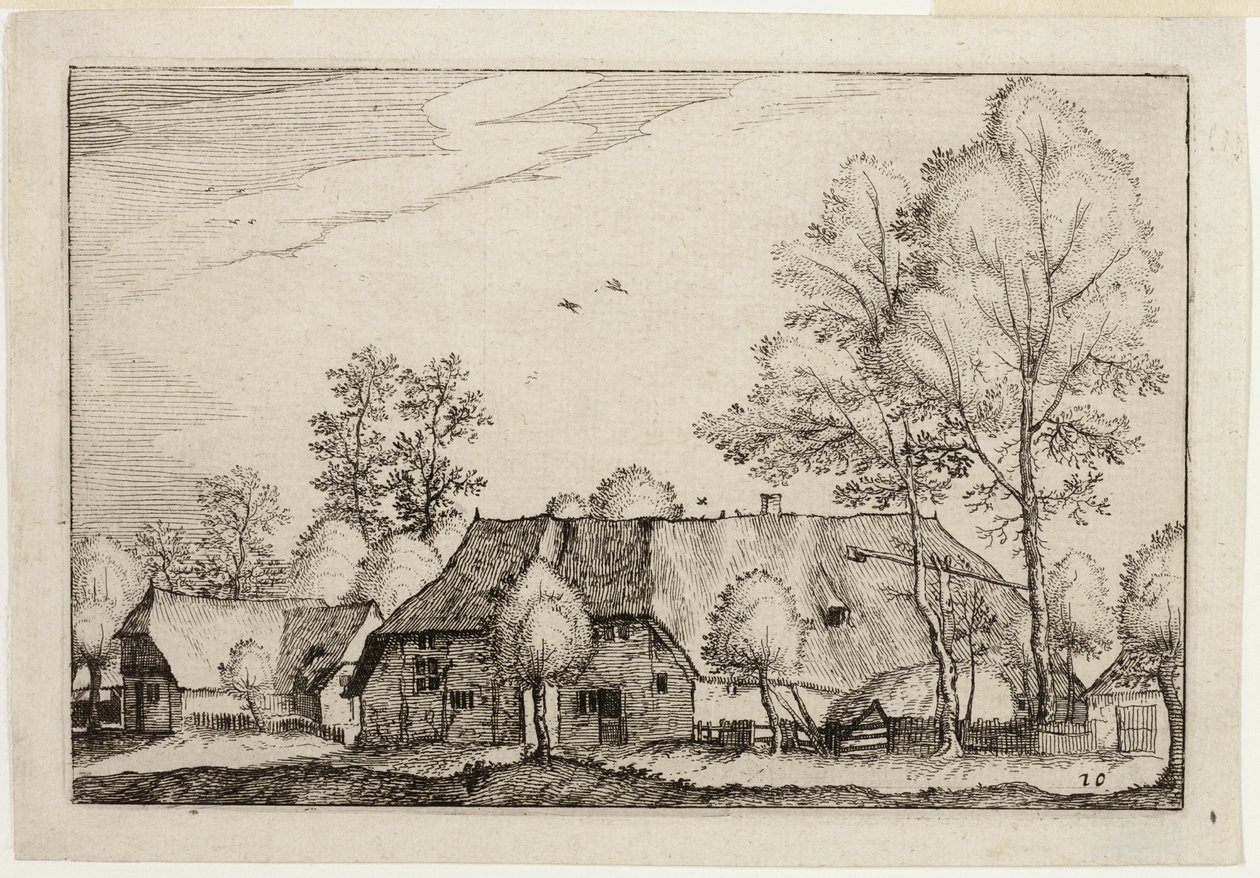 Großer Bauernhof, Platte zehn nach Bilder von Bauernhöfen, Landhäusern und rustikalen Dörfern (Praediorum villarum et rusticarum casularum icones) von Claes Jansz. Visscher II