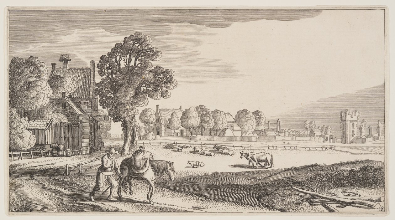 Straßen entlang einer Weide, aus Landschaften (Playsante Lantschappen) von Claes Jansz. Visscher II