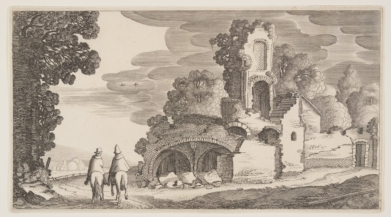 Ruinen entlang einer Straße, aus Landschaften (Playsante Lantschappen) von Claes Jansz. Visscher II