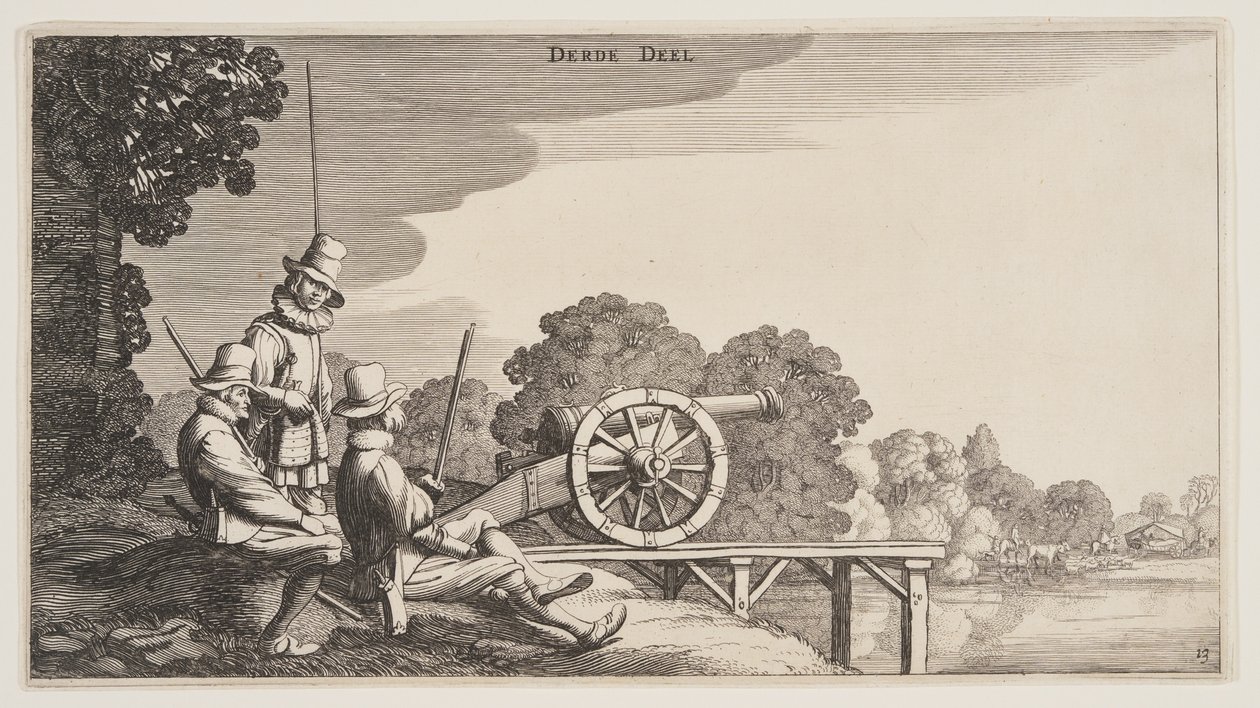 Die drei Kanoniere, aus Landschaften (Playsante Lantschappen) von Claes Jansz. Visscher II
