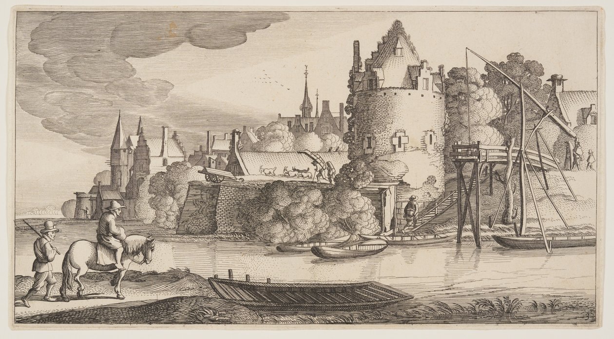 Stadt an einem Fluss, aus Landschaften von Claes Jansz. Visscher II