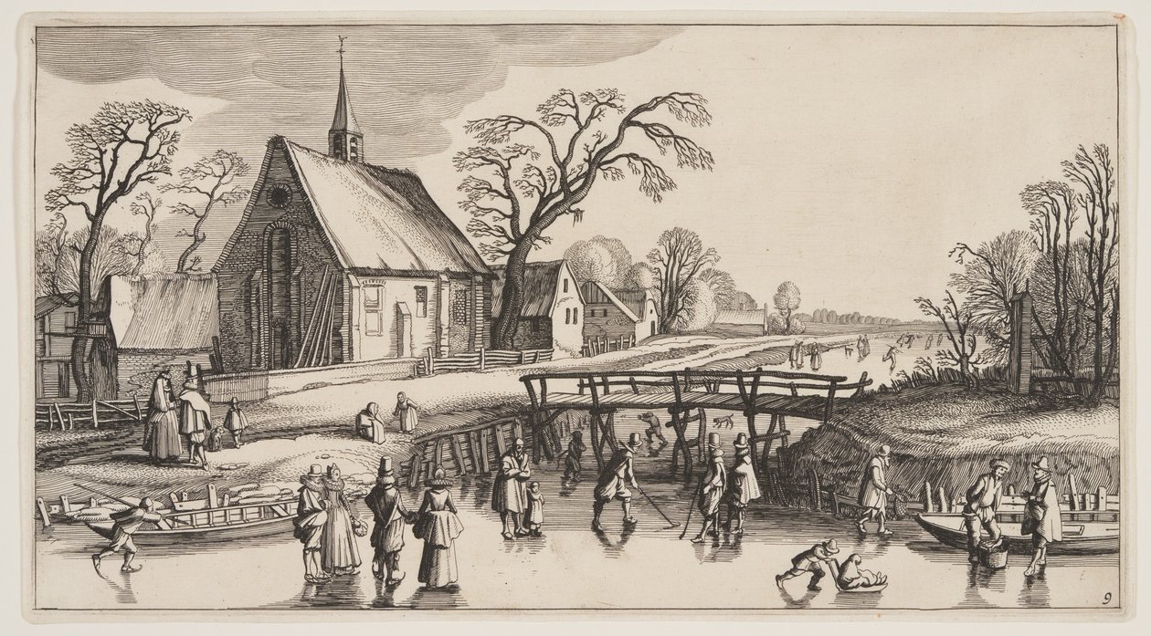 Winterlandschaft, aus Landschaften (Playsante Lantschappen) von Claes Jansz. Visscher II