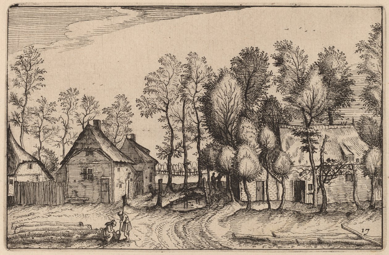 Landschaft mit gefällten Bäumen von Claes Jansz Visscher after Johannes van Doetechum, the Elder after Lucas