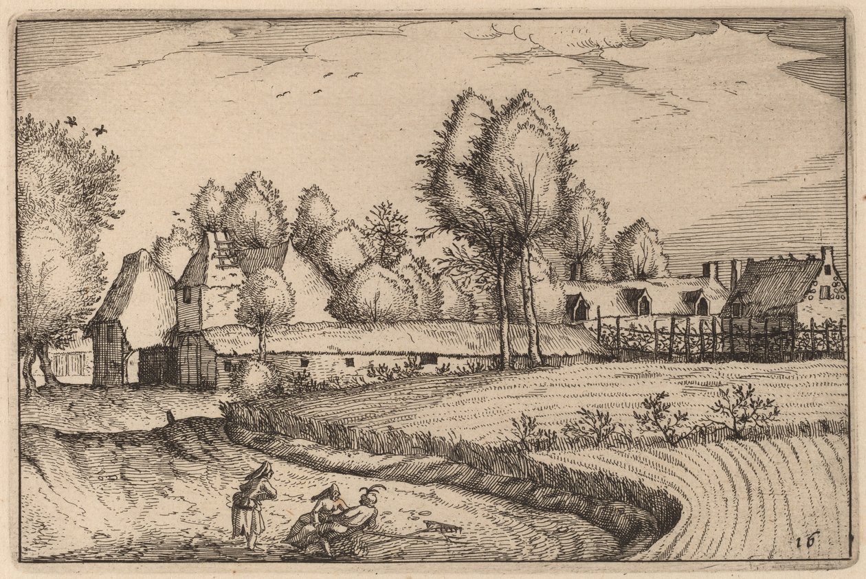 Straße entlang eines Feldes von Claes Jansz Visscher after Johannes van Doetechum, the Elder after Lucas