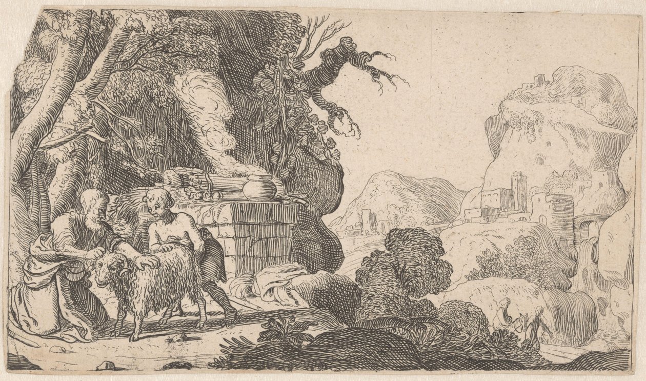 Abraham und Isaak mit dem Opferschaf von Claes Moeyaert