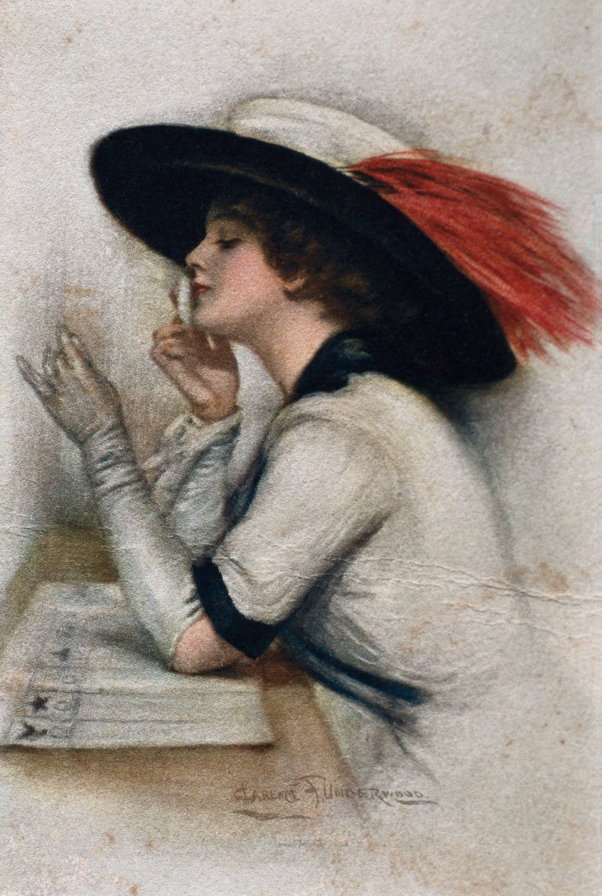 Eine elegante junge Frau, die bei den Wahlen 1920 in den Vereinigten Staaten wählt, 20. Jahrhundert von Clarence F. Underwood