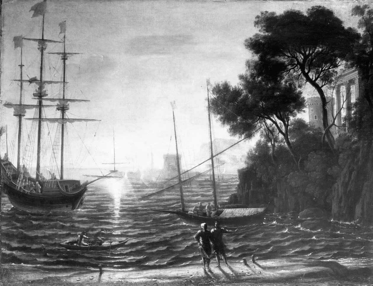 Klassischer Hafen bei Sonnenuntergang von Claude Lorrain