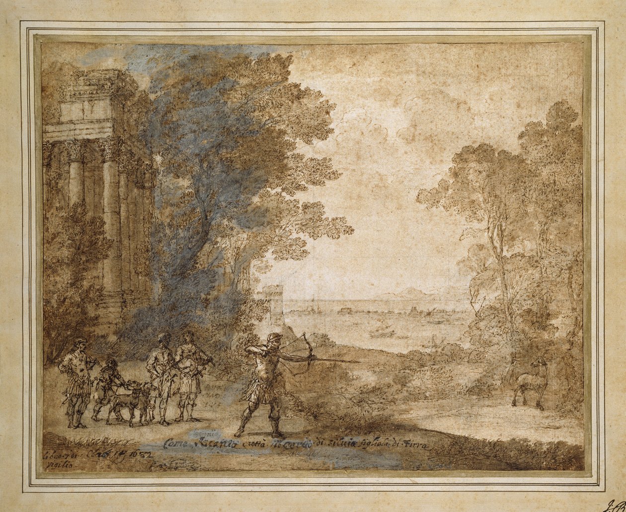 Landschaft mit Ascanius, der den Hirsch der Sylvia schießt, 1680-82 von Claude Lorrain