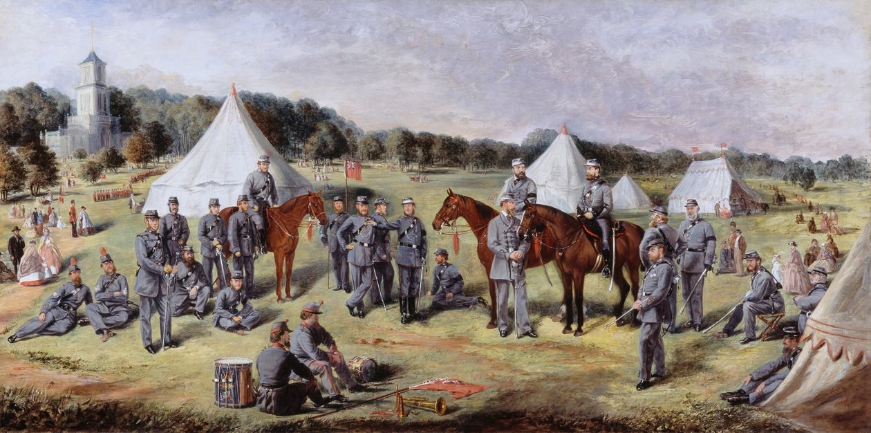 Das 1. Verwaltungsbataillon der Norfolk Volunteers im Gunton Park, 1864 von Claude Lorraine R.W Nursey