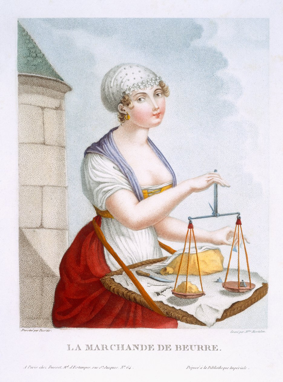 Der Butterhändler, ca. 1816 von Claude Louis Desrais