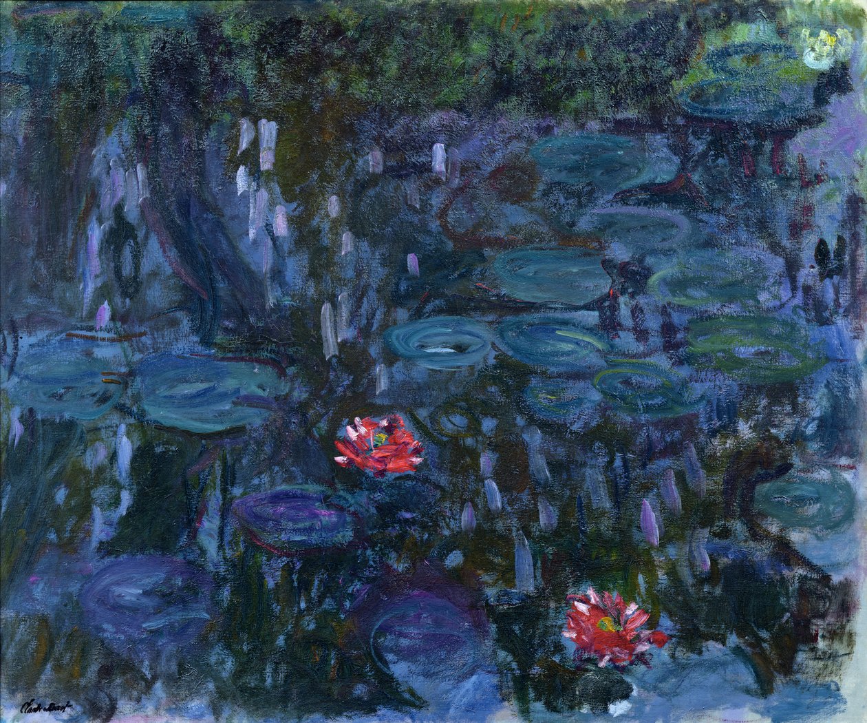 Seerosen mit Spiegelungen eines Weidenbaums, 1916-19 von Claude Monet