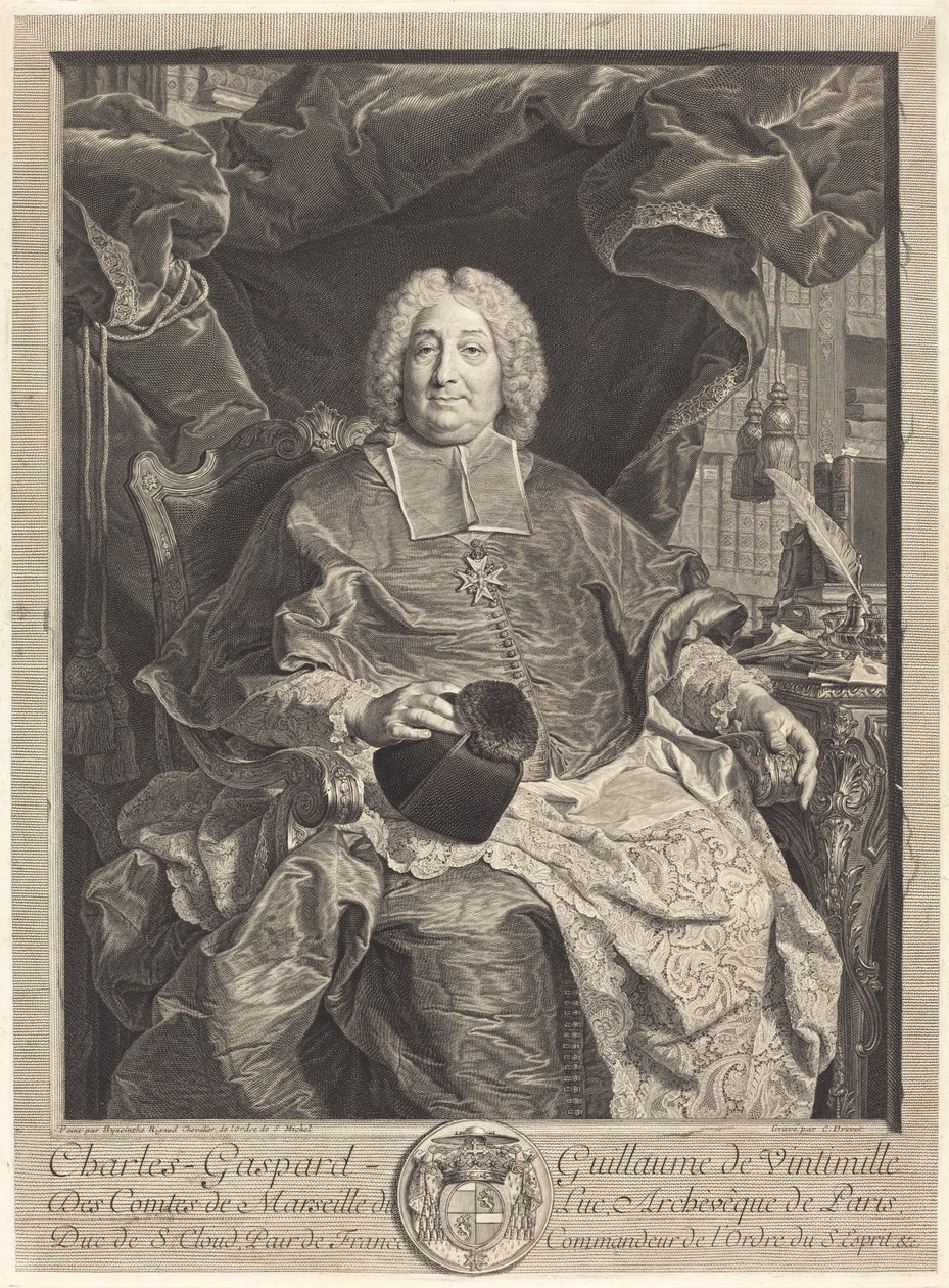 Charles-Gaspard-Guillaume de Vintimille du Luc, Erzbischof von Paris von Claude Drevet after Hyacinthe Rigaud
