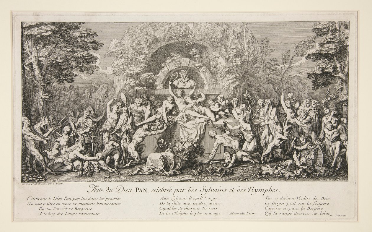 Fest des Gottes Pan, gefeiert von Sylvains und Nymphen von Claude Gillot