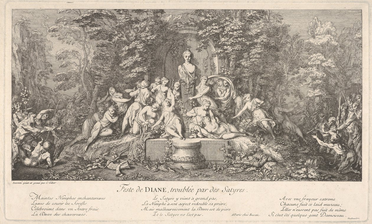Das Fest der Diana, unterbrochen von Satyrn, ca. 1786 von Claude Gillot