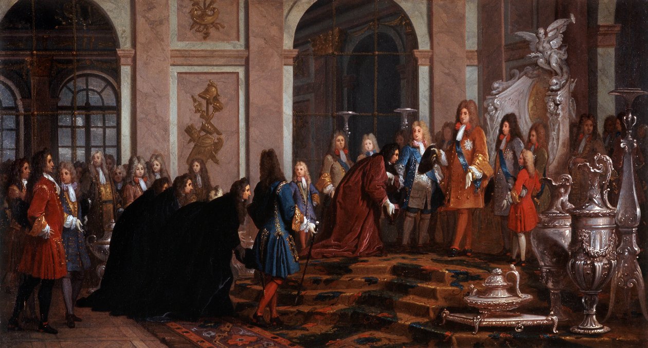 Reparation an König Ludwig XIV. durch den Dogen von Genua, 17. Jahrhundert von Claude Guy Halle