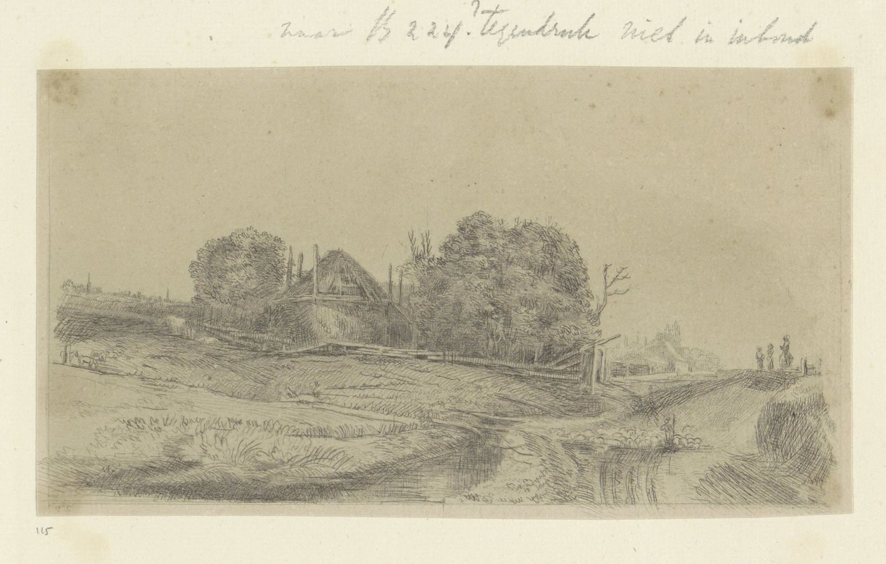 Landschaft mit einem Heuhaufen und einer Schafherde von Claude Henri Watelet