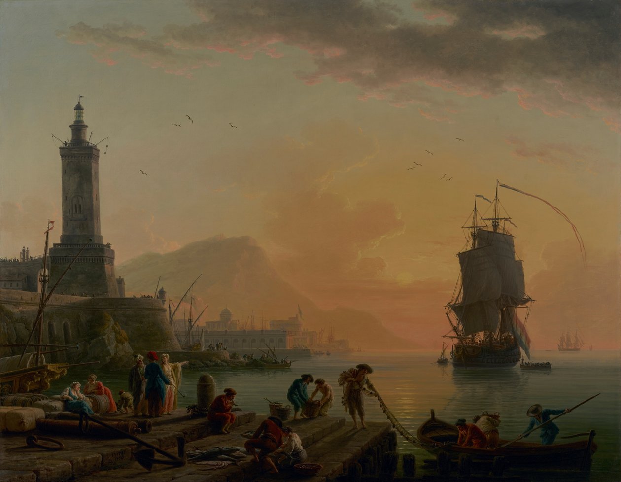 Mittelmeerhafen. Windstille, Abendruhe von Claude Joseph Vernet